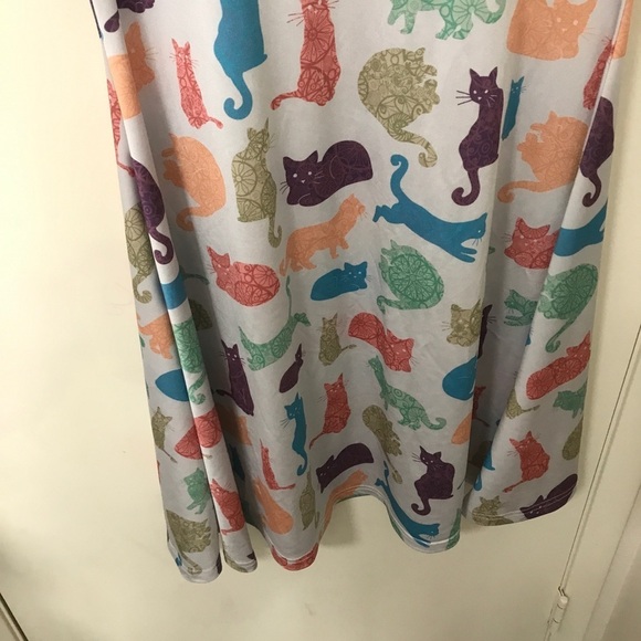 Cowcow multi color cat print scoop neck dress 2XL - Picture 8 of 10